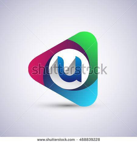 Triangle in Circle Company Logo - U letter colorful logo in the triangle shape, font icon, Vector ...