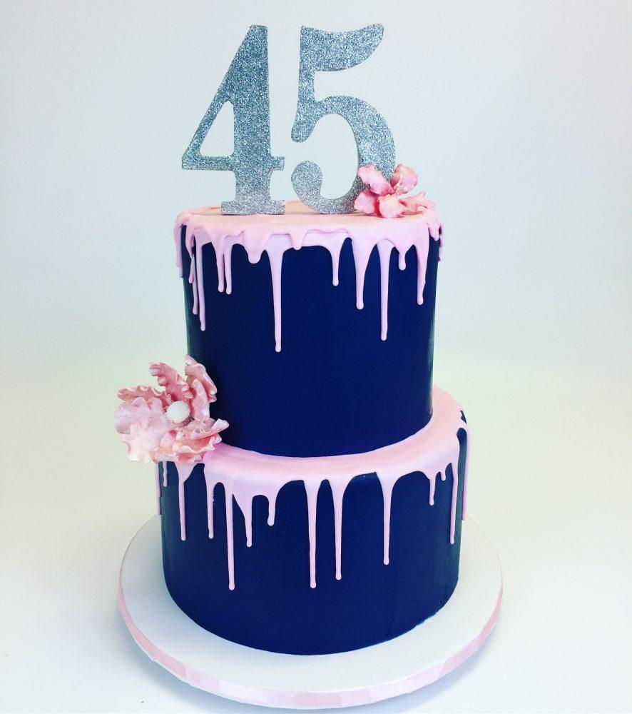 Pink and Blue Drip Logo - Navy Blue & Pink Drip Cake - - Cake in Cup NY