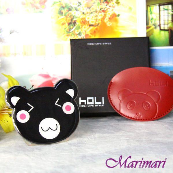Red and Black Bear Face Logo - Oriental Select Shop Marimari: Black bear shape ultra thin mirror