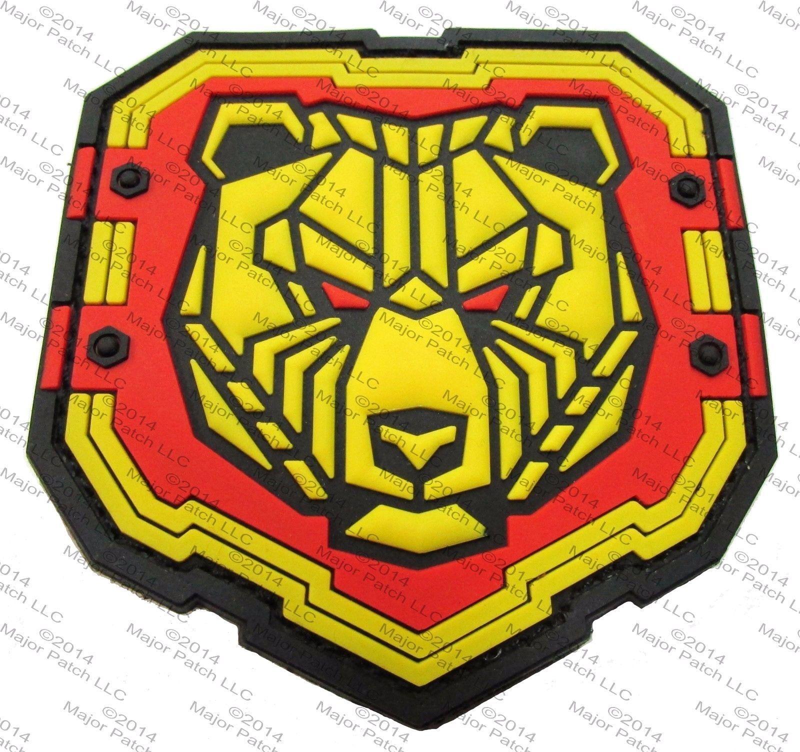 Red and Black Bear Face Logo - Industrial bear 3d pvc badge morale us military full color hook ...