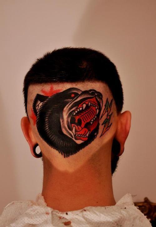 Red and Black Bear Face Logo - Collection of 25+ Black Bear Face Tattoo