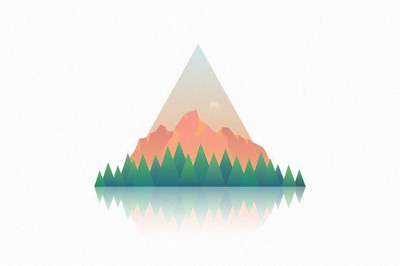 Triangle Mountain Reflection Logo - Mountain Logo ~ Logo Templates ~ Creative Market