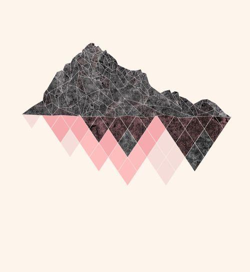 Triangle Mountain Reflection Logo - Beautiful Mountains With Geometric Reflection Tattoo Design. Honey
