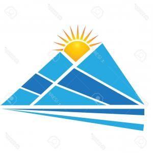 Triangle Mountain Reflection Logo - Triangle Landscape Logo Mountain Sun Vector