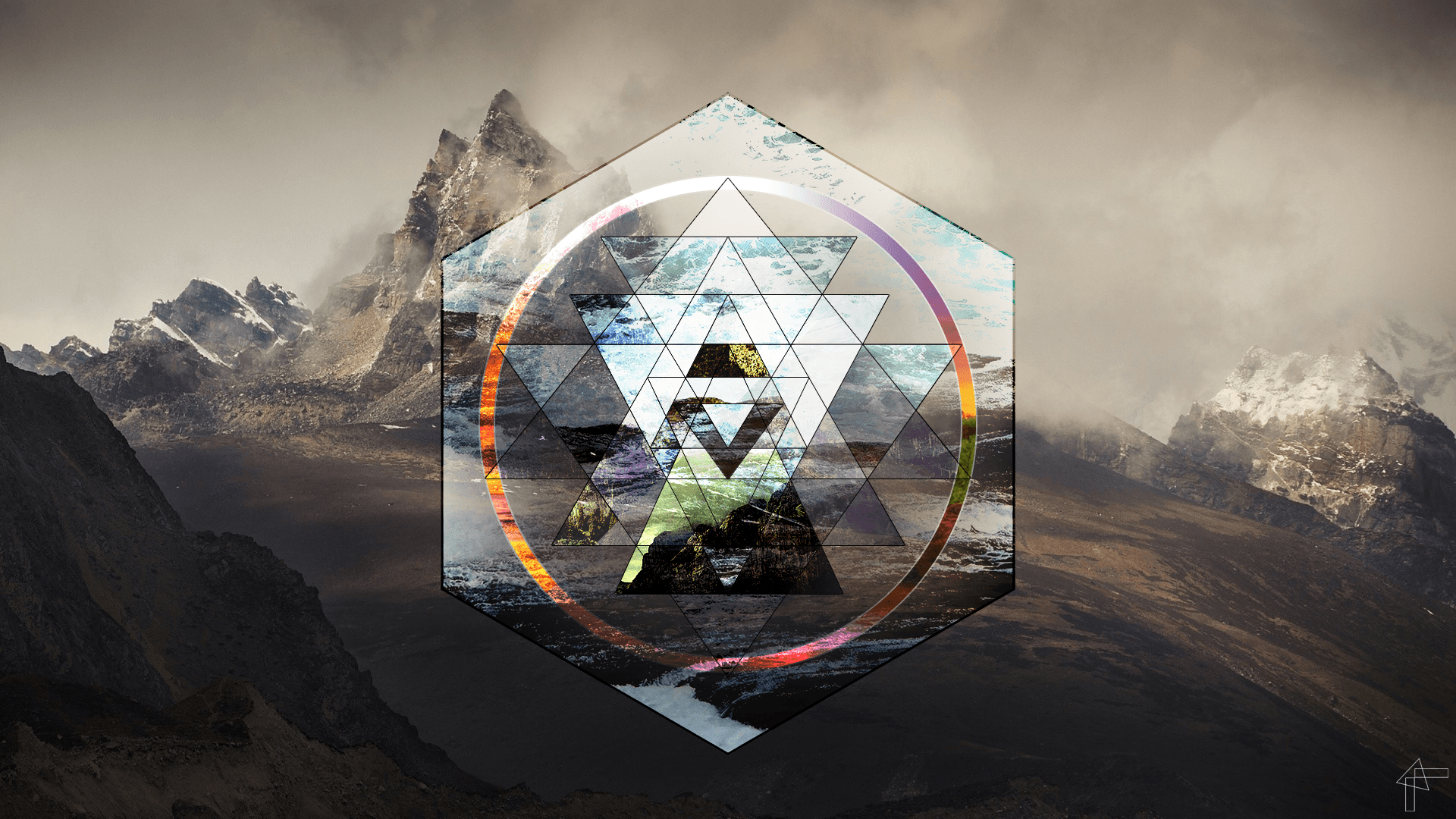 Triangle Mountain Reflection Logo - landscape, #low poly, #hexagon, #triangle, #mountains, #cityscape