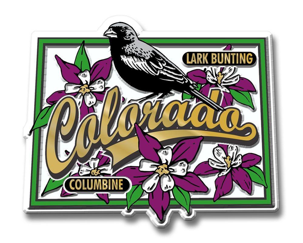 Colorado Flower Logo - State Bird & Flower Magnet-Colorado - Ideaman Inc. | Refrigerator ...