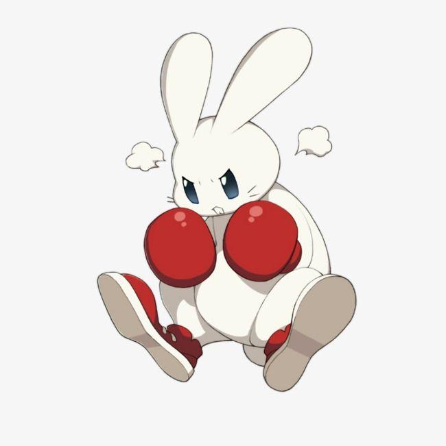Rabbit Boxing Logo - Cartoon Bunny Hand Painted Rabbit Boxing Angry, Cartoon Clipart ...