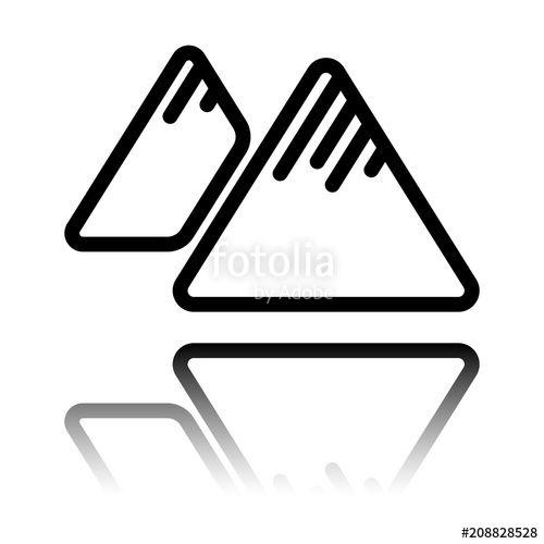 Triangle Mountain Reflection Logo - Mountains icon. Linear style with thin outline. Black icon with ...