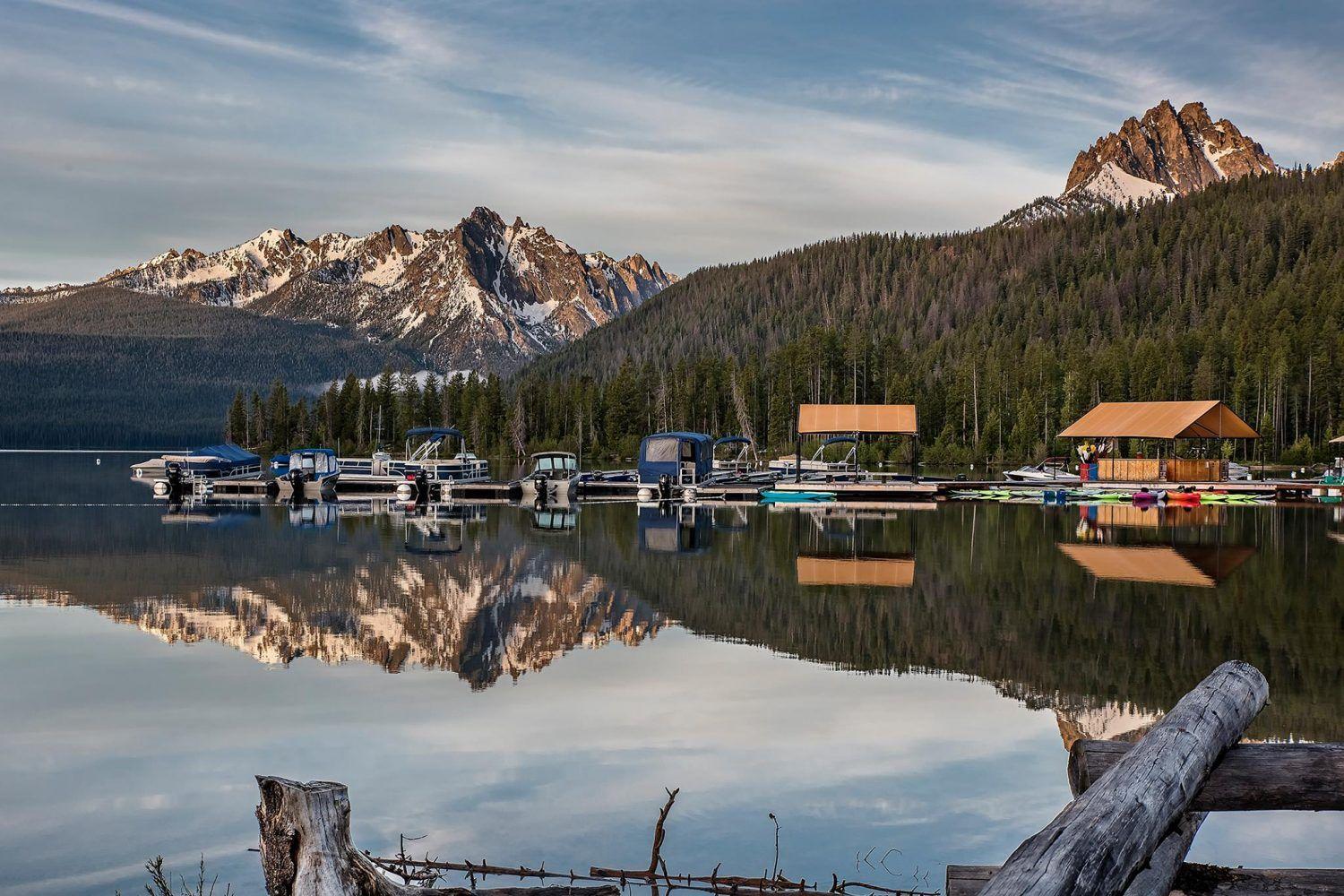 Triangle Mountain Reflection Logo - Redfish Lake Boat Rental C Cabins