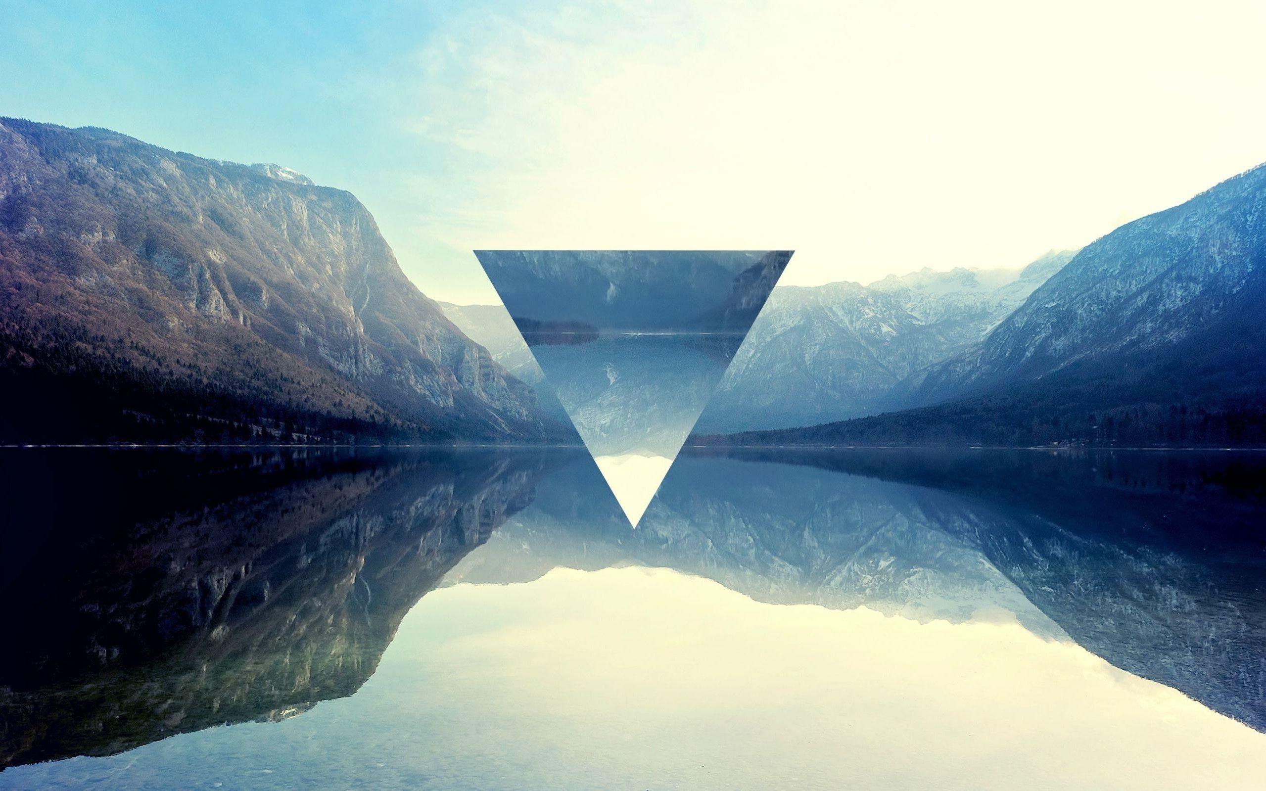 Triangle Mountain Reflection Logo - triangle polyscape mountain lake reflection wallpaper and background