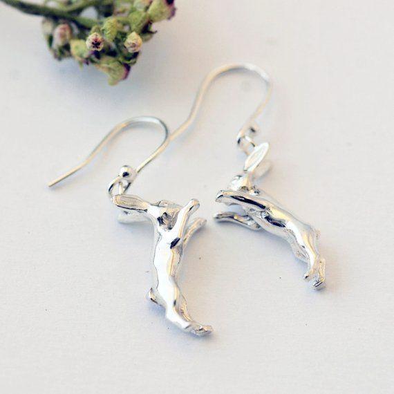 Rabbit Boxing Logo - Silver Hare Earrings boxing hares rabbit jewellery hare