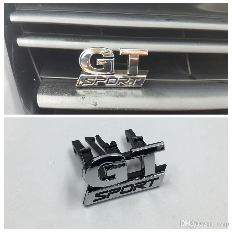 GT Car Logo - 3D Silver GT SPORT Logo ABS Car Front Grill Grille Mounting Badge