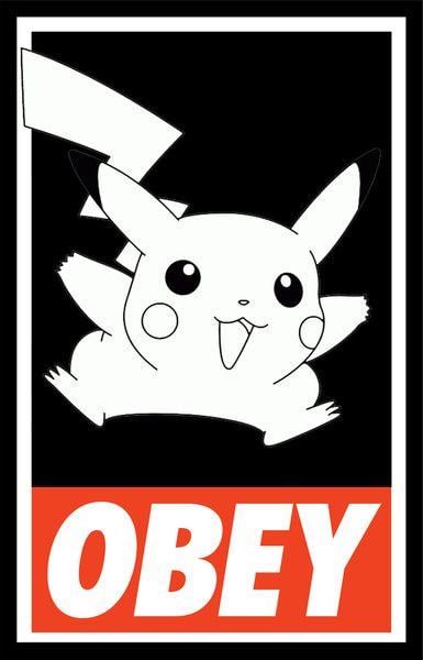 Pokemon Obey Logo - OBEY Picachu Art Print | Cartoons | Pikachu, Pokémon, Mimikyu