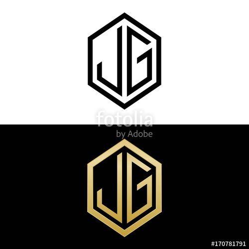 J G Logo - initial letters logo jg black and gold monogram hexagon shape vector ...