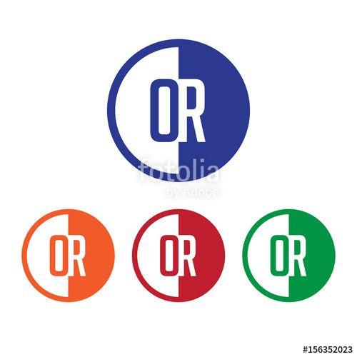 Blue Red Orange Round Logo - OR initial circle half logo blue, red, orange and green color Stock