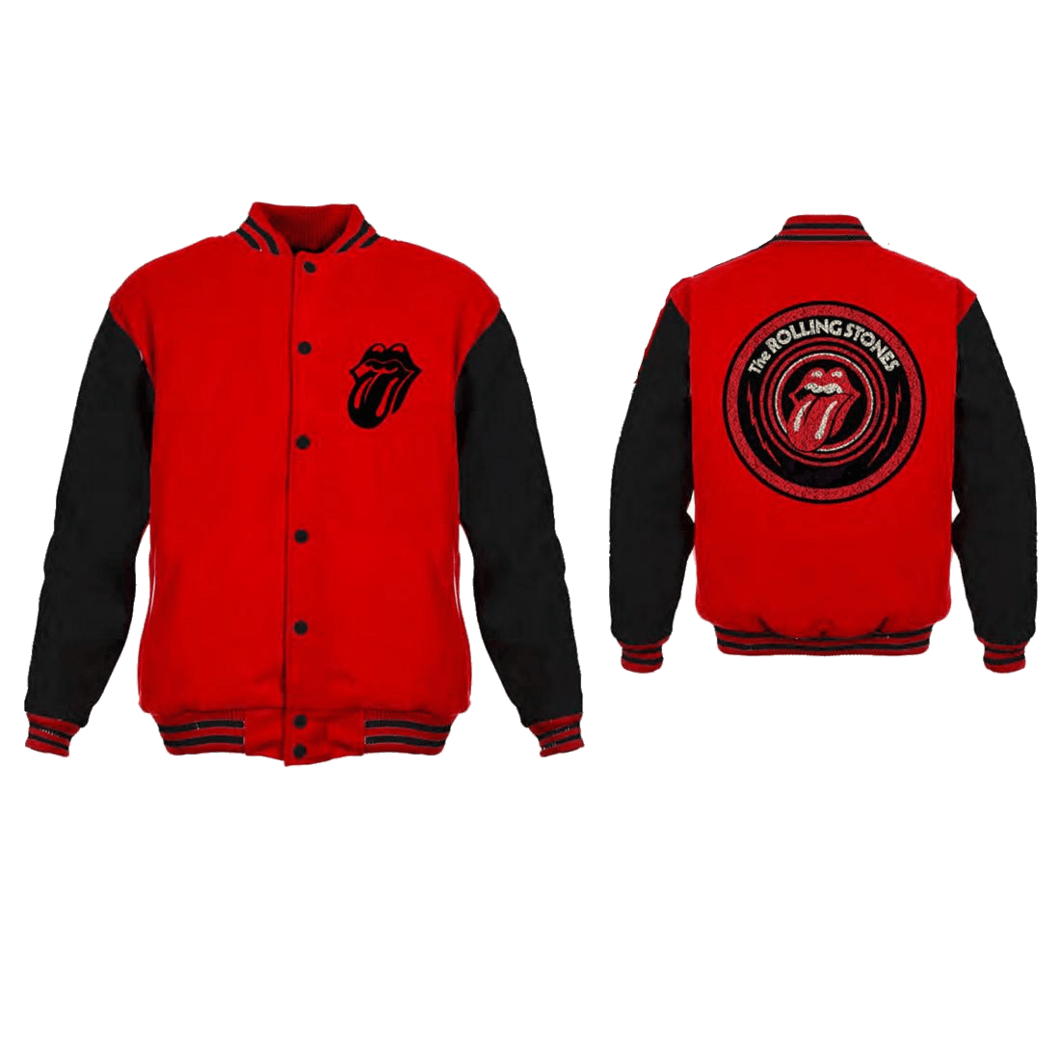 Rolling Stones Tongue Logo - Rolling Stones Tongue Logo - Mens Red/Black Varsity Jacket ...