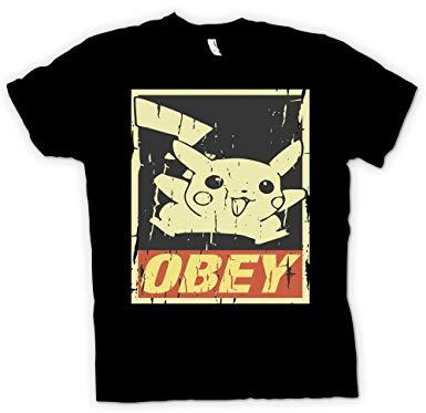 Pokemon Obey Logo - Kids T Shirt Pikachu Obey - Cool Pokemon Inspired - Black - Kids 12 ...