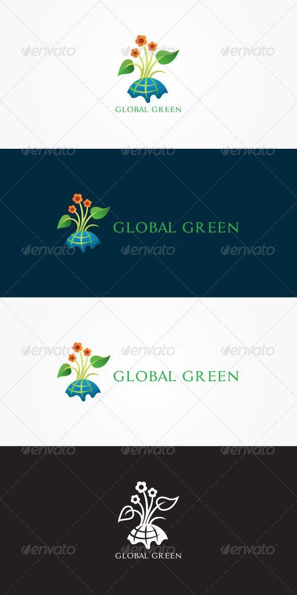Flower World Logo - Global Green Stock Logo Template Graphic containing flowers