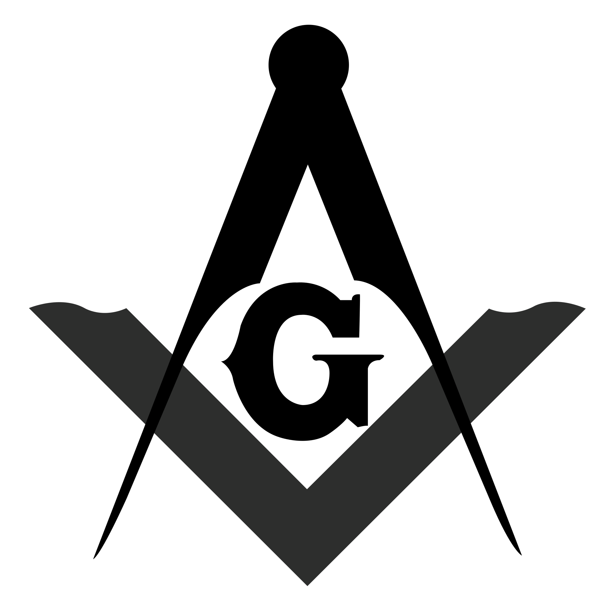 White G Inside Blue Square Logo - Square and Compasses