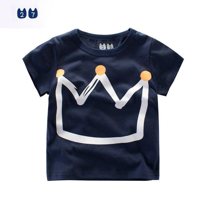 Blue Crown Clothing Logo - 2018 Brand Design Boys Girls Gray And Navy Blue Crown Cotton T Shirt ...