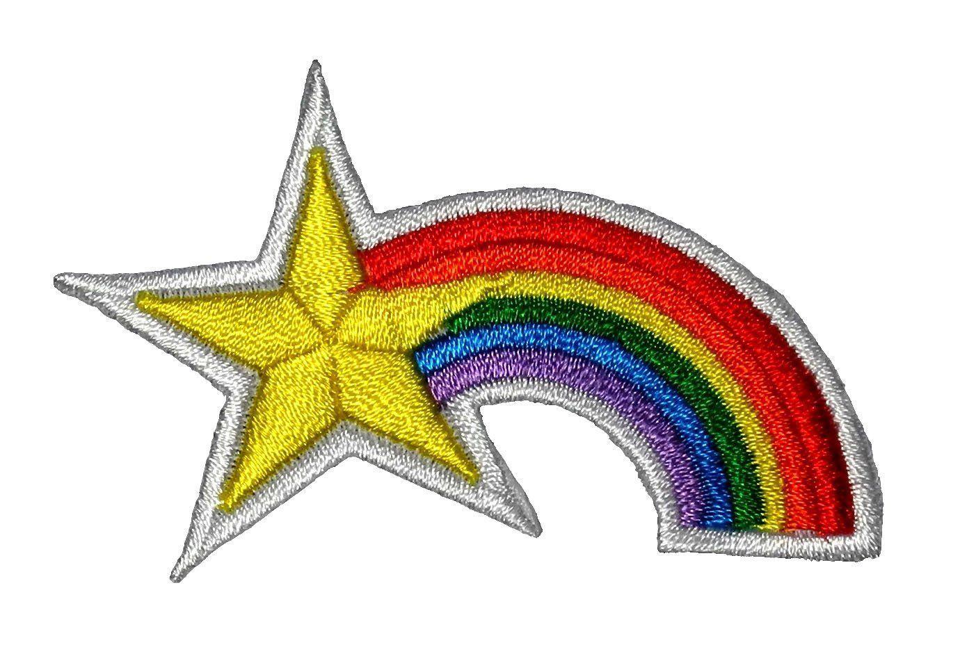 Hippie Retro Logo - Star and Rainbow Hippie Retro Design DIY Applique Embroidered Sew ...