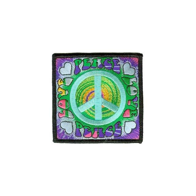 Hippie Retro Logo - Novelty Iron On Love Peace Sign Spiral Tye Dye Logo Hippie Retro