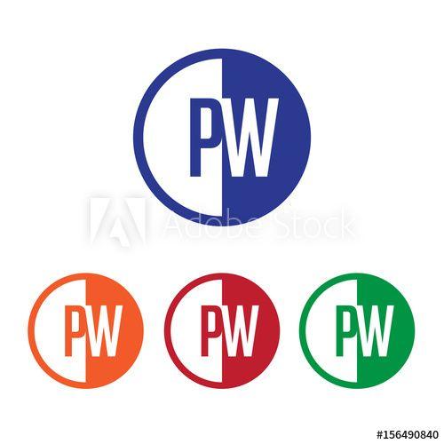 Blue Red Orange Round Logo - PW initial circle half logo blue, red, orange and green color