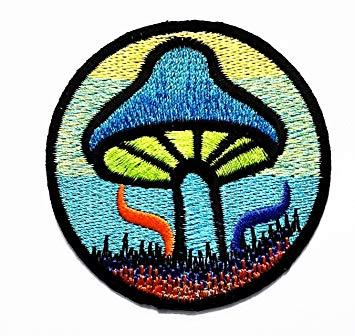 Hippie Retro Logo - inches.Blue Mushroom Hippie Lucky Sign Logo Hippie