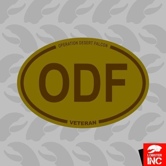 Camo Falcon Logo - Desert Camo Operation Desert Falcon Veteran ODF Oval Sticker