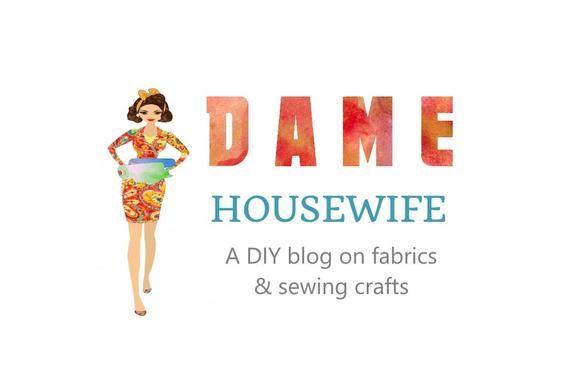 Hippie Retro Logo - Housewife logo Dame logo Fabrics logo Sewing Logo Woman