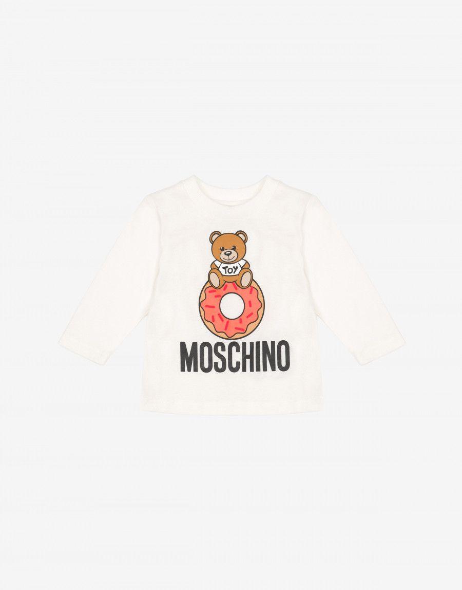 Bear Print Logo - Cotton T Shirt With Moschino Teddy Bear Print Logo
