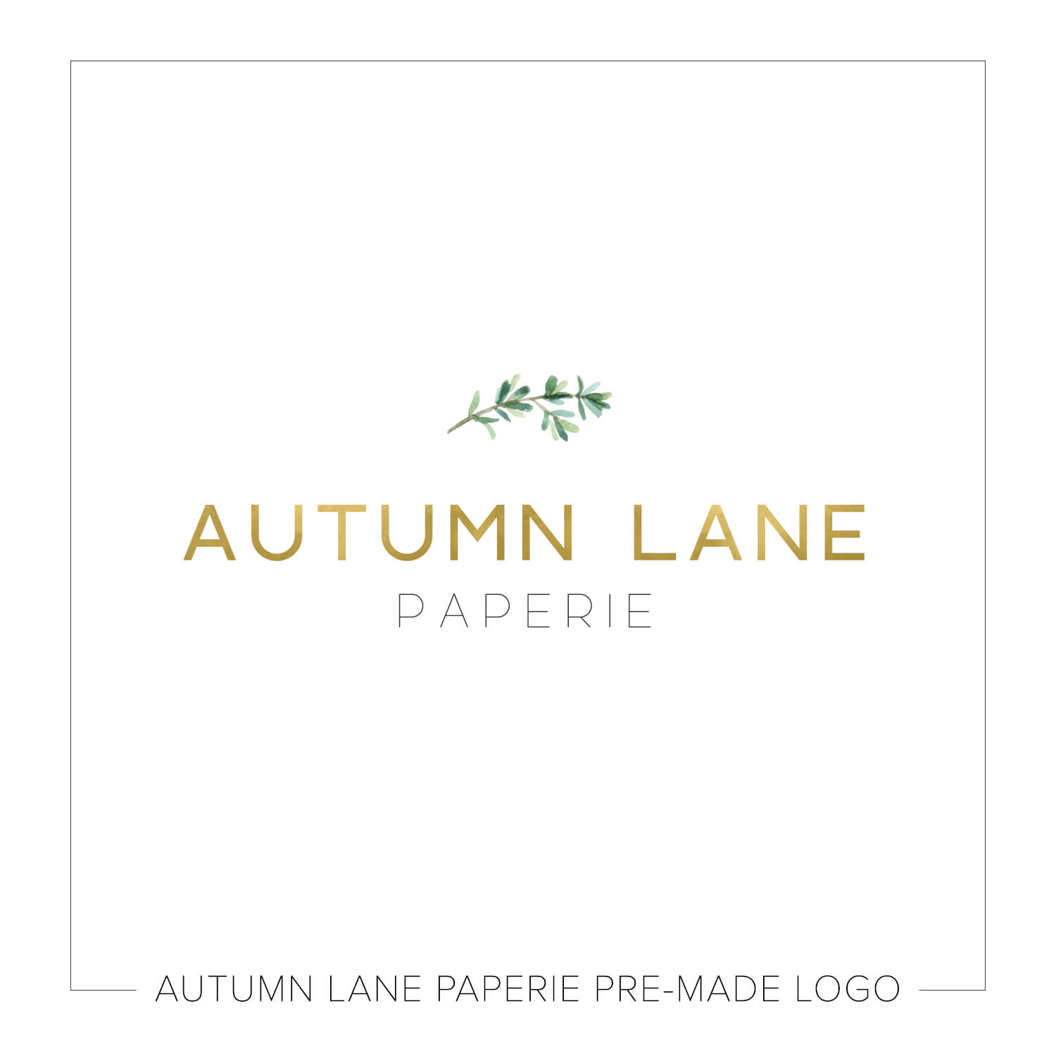 Gold Green Leaf Logo - Simple Green & Gold Leaf Logo J88 | Autumn Lane Paperie
