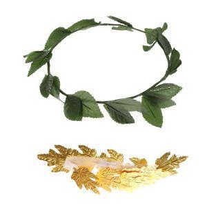 Gold Green Leaf Logo - Blesiya 2x Gold Green Leaf Roman Greek Goddess Caesar Laurel Wreath