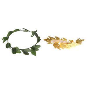 Gold Green Leaf Logo - 2pcs Gold Green Leaf Roman Greek Goddess Caesar Laurel Wreath Fancy