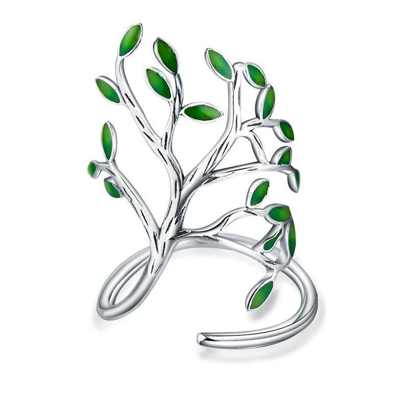 Gold Green Leaf Logo - New Novel Olive Tree Green Leaf Gold or Silver Color Jewelry Ring