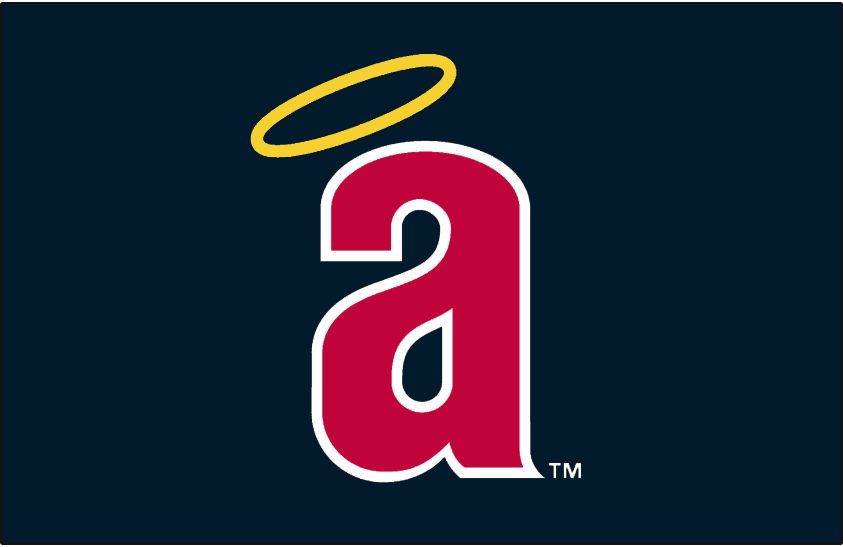 Angels Logo - California Angels Cap Logo (1971) - A lowercase 'a' with a halo over ...