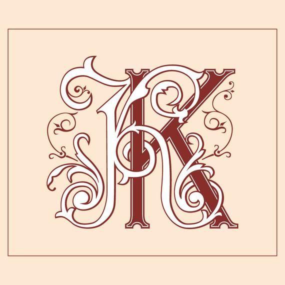 Kk Logo - Wedding logo KK Vintage Monogram Wedding Clip Art | Etsy