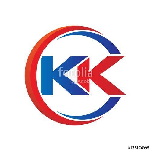 Kk Logo - kk logo vector modern initial swoosh circle blue and red