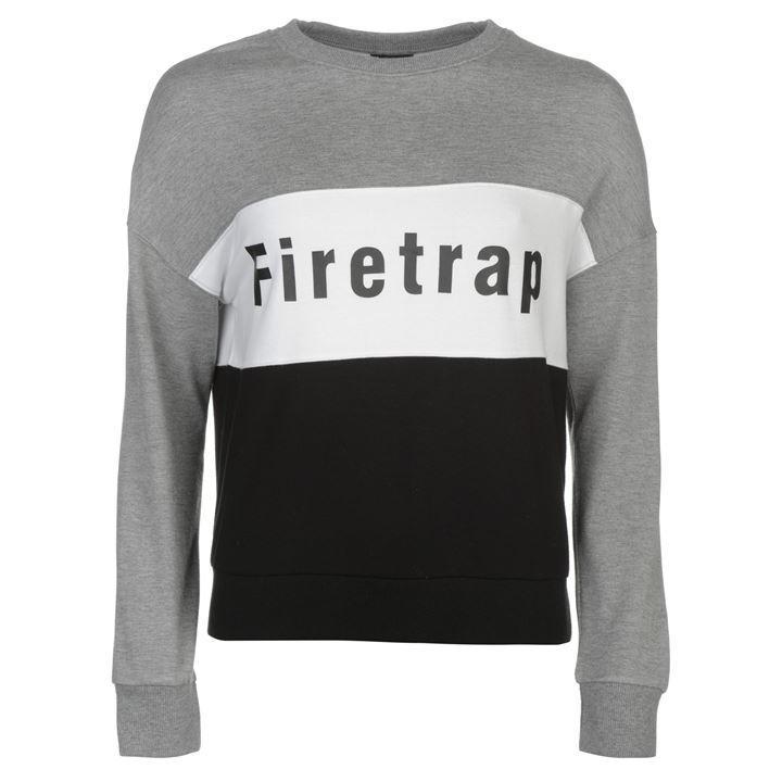 Firetrap Logo - Firetrap Logo Crew Sweater Ladies Soft jersey construction Fleece lining