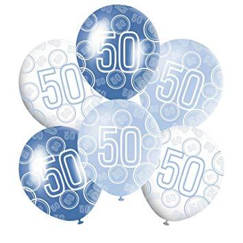 Blue White U Logo - 50th Mixed Blue/White Glitz Boys Classy Happy Birthday, Anniversary ...