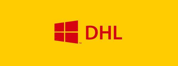 DHL New Logo - Windows 8 Logo Remixed In Other Brands' Logos
