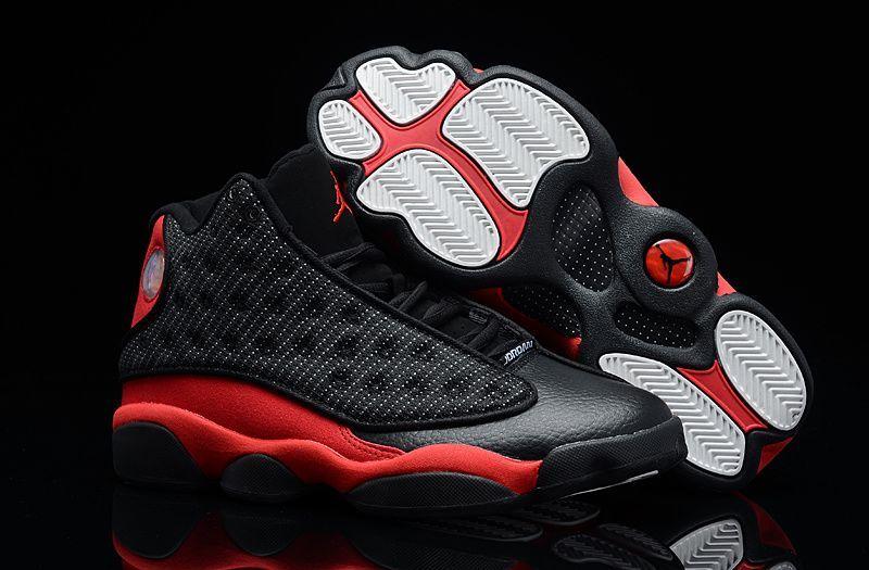 Black N Red Jordan Logo - Girls air jordan 13 retro gs black and red womens size on sale & mad