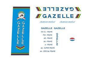 Blue White U Logo - Gazelle Champion Mondial Bicycle Decals, Stickers Blue/White - n.32 ...