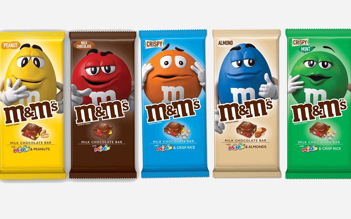 M&M Candy Logo - M&M's unveils chocolate bar range and new hazelnut flavour - FoodBev ...