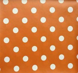Orange White Dot Logo - RUST ORANGE WHITE PLAIN POLKA DOTS PVC PLASTIC MATERIAL VINYL TABLE