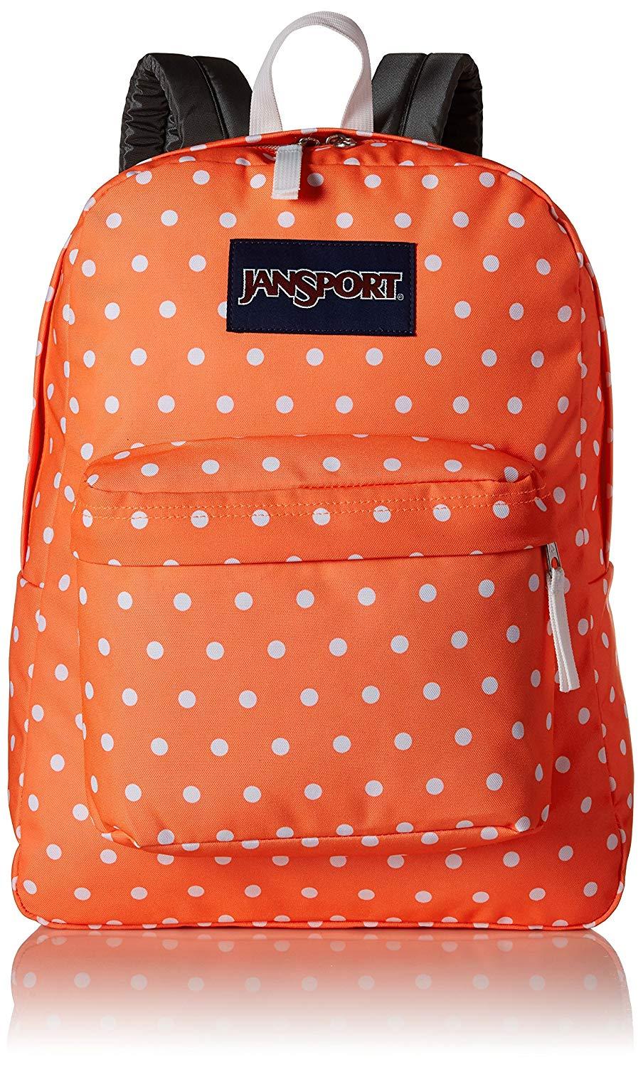 Orange White Dot Logo - JanSport SuperBreak, Tahitian Orange White Dots, One Size