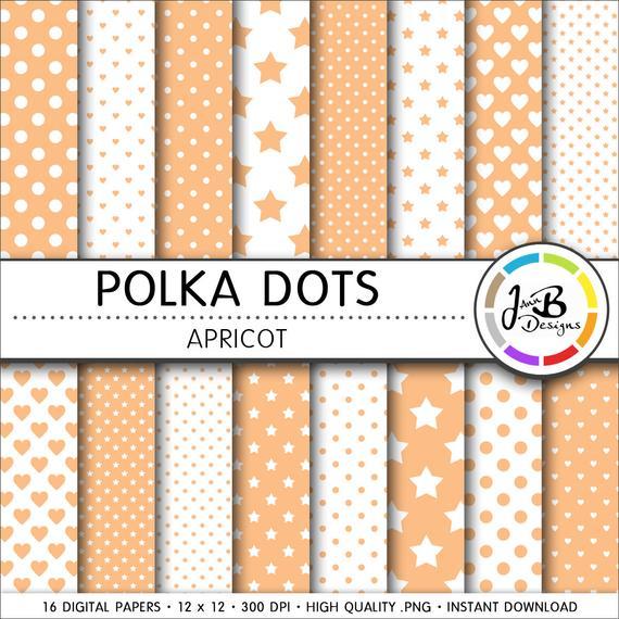Orange White Dot Logo - Polka Dots Digital Paper Apricot Orange White Dots | Etsy