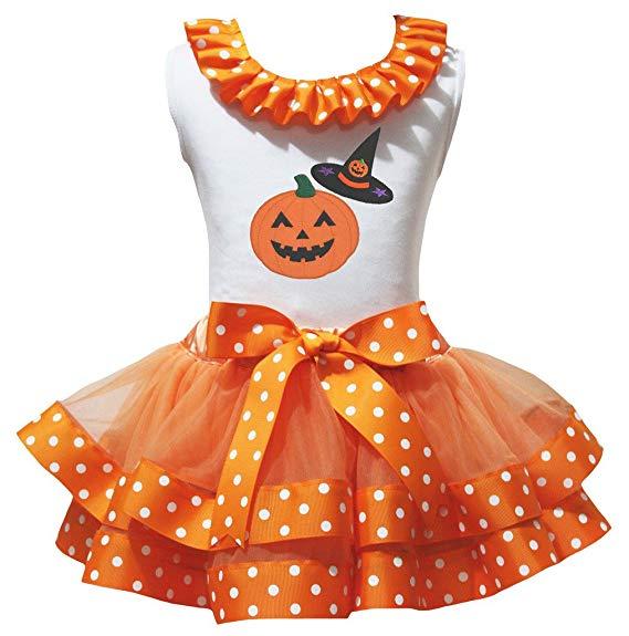 Orange White Dot Logo - Petitebelle Pumpkin Hat White Shirt Orange White Dots Petal Skirt Nb ...