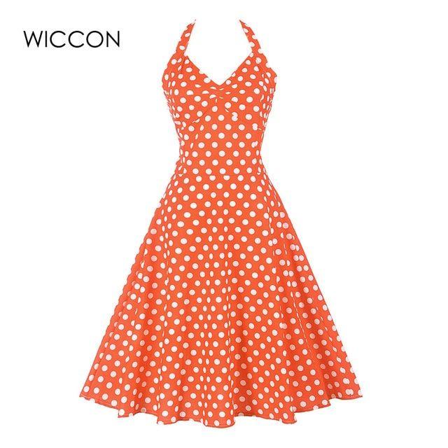 Orange White Dot Logo - white dot girl dress summer sleeveless knee length dress high waist ...