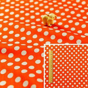 Orange White Dot Logo - Orange White Fat Quarter/Meter Cotton Fabric FQ Polka Dot Spot Basic ...